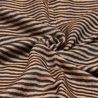 Beige and Gold Zari Wool Wrap with Slim Black Stripes