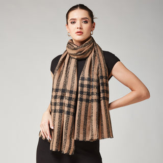 Brown and Black Stripes Wool Wrap