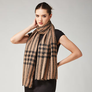 Brown and Black Stripes Wool Wrap