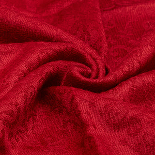 Maroon Red Solid Plain Jacquard Weave Wool Wrap
