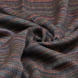 Vibrant Multicolor Stripes on Charcoal Grey Pure Wool Wrap