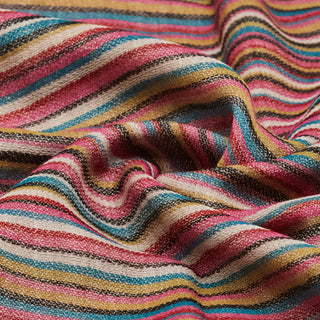 Vibrant Multicolor Stripes on Light Brown Pure Wool Wrap