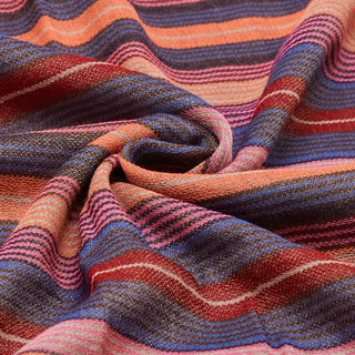Vibrant Multicolor Stripes on Brown Pure Wool Wrap