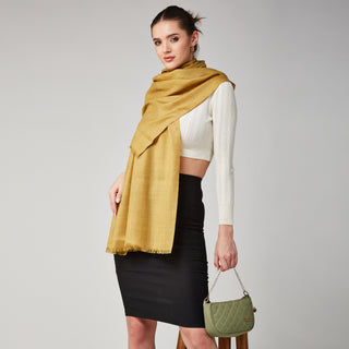 Mustard Yellow Plain Solid Pure Wool Wrap