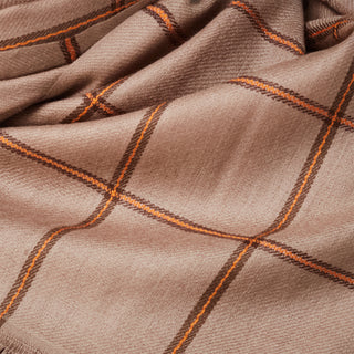 Orange Graph Checks on Brown Pure Wool Wrap
